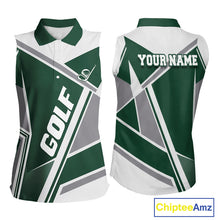 Load image into Gallery viewer, Green Womens Sleeveless Golf Polo Shirt Custom Golf Shirts For Team Personalized Golf Gifts NHT721