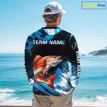 Load image into Gallery viewer, Custom Redfish Fishing Jersey, Personalized Team Name Long Sleeve Performance Fishing Shirt For Men NHT1225