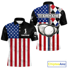 Load image into Gallery viewer, Personalized Mens Golf Polo Shirt American Flag Patriotic Golf Shirts Golf Gifts For Men NHT746