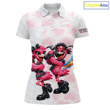 Load image into Gallery viewer, Personalized Funny Flamingo Rockstar Couple Womens Golf Polo Shirt, Custom Name Matching Couple Golf Shirt NHT748