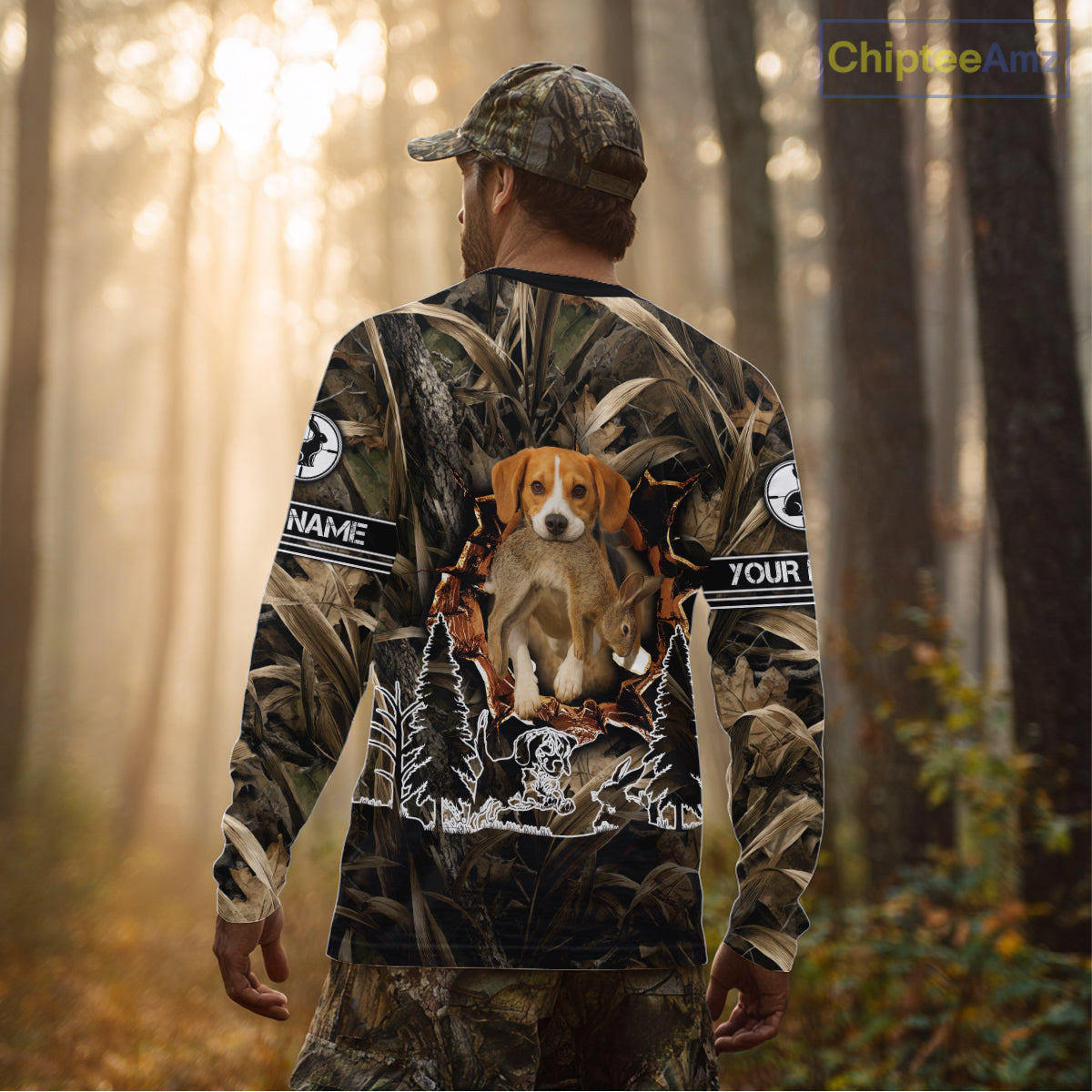 Custom Rabbit Hunting with Beagle Dog 3D Prints Camouflage Shirts, Rabbit Hunting Gifts NHT365