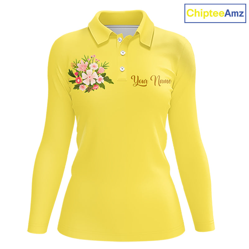 Yellow Golf Mama Womens Polo Shirt, Funny Golf Mom Shirt, Mothers Day Gift For Golf Lover Mom, Ladies Golf Polo NHT751
