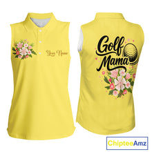 Load image into Gallery viewer, Yellow Golf Mama Womens Polo Shirt, Funny Golf Mom Shirt, Mothers Day Gift For Golf Lover Mom, Ladies Golf Polo NHT751