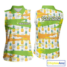Load image into Gallery viewer, Personalized Pineapple Pattern Sleeveless Womens Golf Polo Shirts Team Golf Clothes Best Golf Gifts NHT753