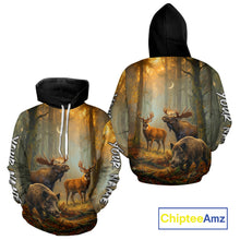 Load image into Gallery viewer, Custom Deer Moose Boar Hunting Personalized Name Hunter Gift  3D Forest Animal Shirt NHT1241