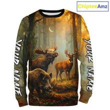 Load image into Gallery viewer, Custom Deer Moose Boar Hunting Personalized Name Hunter Gift  3D Forest Animal Shirt NHT1241