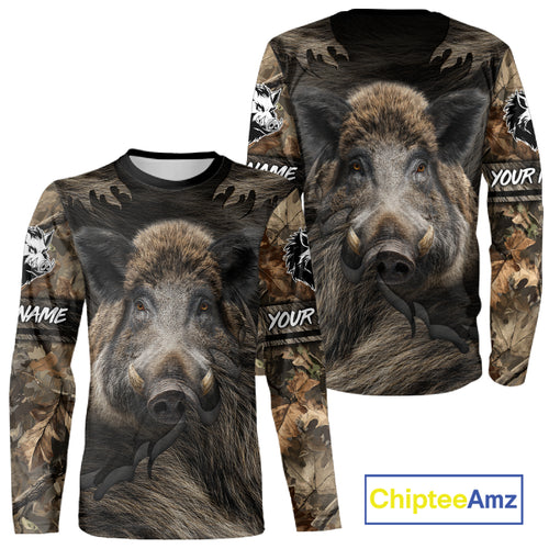 Personalized Wild Boar Hunting Camo Full Printing Shirts Boar Hunting Gifts Gift for Hunters NHT135