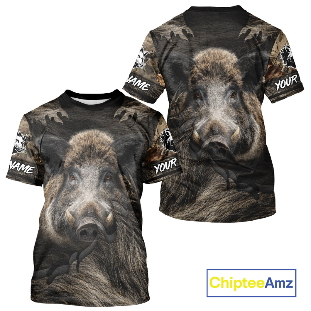 Personalized Wild Boar Hunting Camo Full Printing Shirts Boar Hunting Gifts Gift for Hunters NHT135