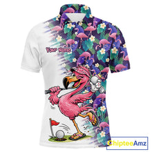 Load image into Gallery viewer, Funny Pink Flamingo Tropical Pattern Golf Polo Shirt Custom Golf Shirts For Men NHT547