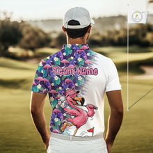 Load image into Gallery viewer, Funny Pink Flamingo Tropical Pattern Golf Polo Shirt Custom Golf Shirts For Men NHT547