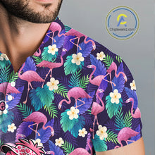 Load image into Gallery viewer, Funny Pink Flamingo Tropical Pattern Golf Polo Shirt Custom Golf Shirts For Men NHT547