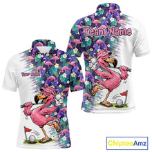 Load image into Gallery viewer, Funny Pink Flamingo Tropical Pattern Golf Polo Shirt Custom Golf Shirts For Men NHT547