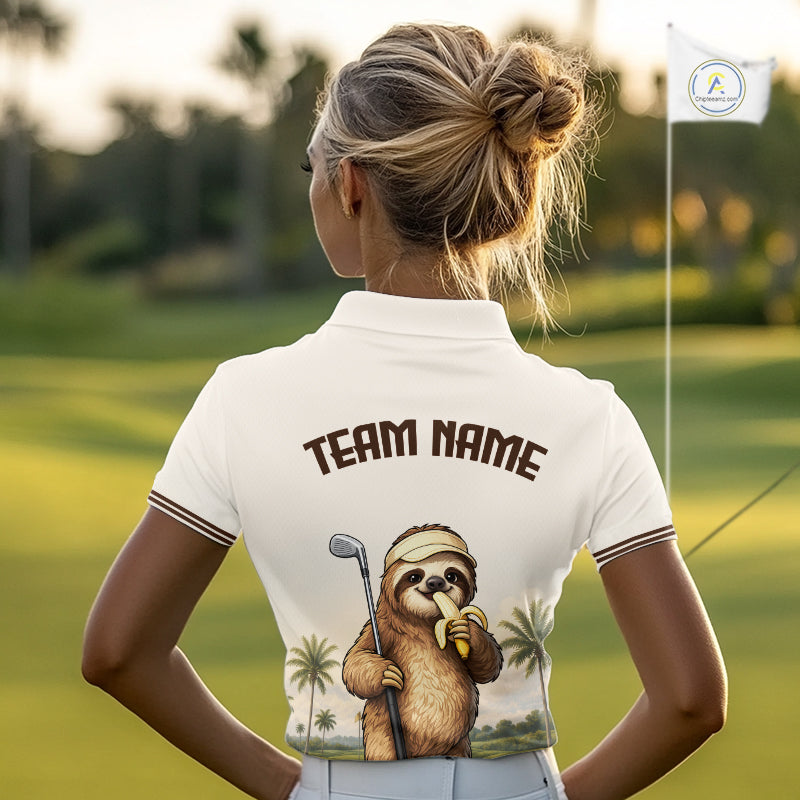Personalized Funny Sloth Womens Golf Polo Shirt – Funny Golfer Polo For Women NHT928