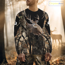 Load image into Gallery viewer, Whitetail Deer Hunting Shirt Black Camo 3D Custom Name, Season Deer Hunting, Hunting Gift NHT140