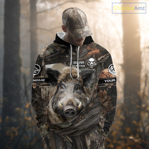 Personalized Wild Boar Hunting Camo Full Printing Shirts Wild Hog Hunting Gift for Hunters NHT142