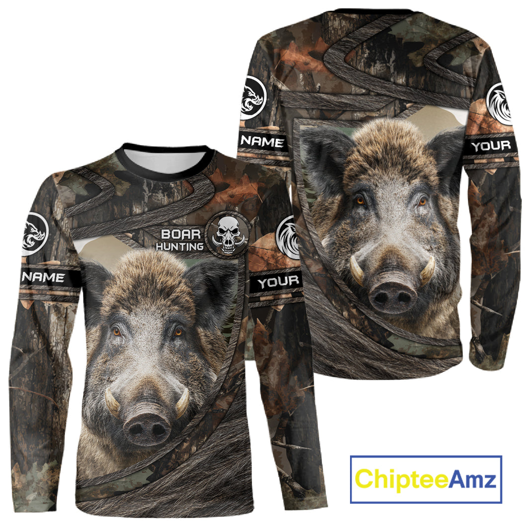 Personalized Wild Boar Hunting Camo Full Printing Shirts Wild Hog Hunting Gift for Hunters NHT142