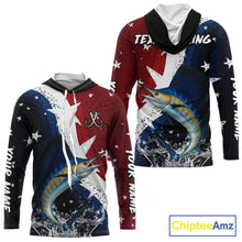 Load image into Gallery viewer, Personalized Texas Flag Sailfish Fishing Shirt Jerseys, Texas Sailfish Fishing Shirts Long Sleeve Hooded For Men NHT763