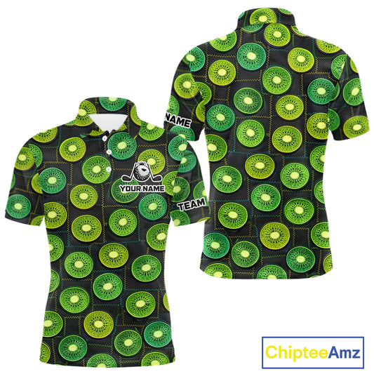 Funny Golf Patchwork Kiwi Polo Shirt For Men, Personalized Mens Golf Polo Shirt NHT580