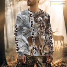 Load image into Gallery viewer, Best Deer Hunting Shirt With Whitetail Deer Winter Camo, Custom Name Deer Hunting Clothes NHT245