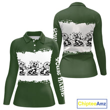 Load image into Gallery viewer, Funny Womens Golf Polo Shirt Green And White Golf Balls Personalized Golf Shirts For Womens NHT787