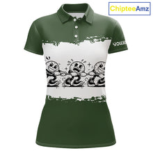 Load image into Gallery viewer, Funny Womens Golf Polo Shirt Green And White Golf Balls Personalized Golf Shirts For Womens NHT787