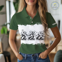 Load image into Gallery viewer, Funny Womens Golf Polo Shirt Green And White Golf Balls Personalized Golf Shirts For Womens NHT787