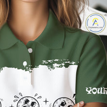 Load image into Gallery viewer, Funny Womens Golf Polo Shirt Green And White Golf Balls Personalized Golf Shirts For Womens NHT787