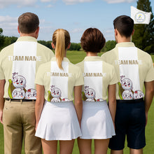 Load image into Gallery viewer, Mens Custom Beige White Golf Team Polo Shirt, Funny Golf Ball Family Design, Matching Team Outfit NHT792