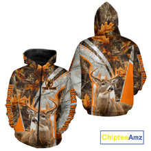 Load image into Gallery viewer, Whitetail Deer Hunting 3D All-Over Print Shirt with Deer Buck, Orange Camo for Deer Hunters NHT249