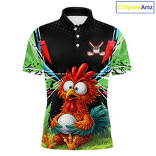 Load image into Gallery viewer, Personalized Crazy Rooster Golf Polo Shirt – Green Abstract Geometric Golf Apparel for Men