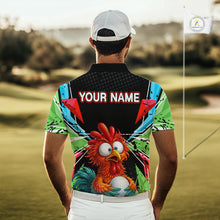 Load image into Gallery viewer, Personalized Crazy Rooster Golf Polo Green Abstract Geometric Golf Apparel For Men NHT955