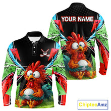 Load image into Gallery viewer, Personalized Crazy Rooster Golf Polo Shirt – Green Abstract Geometric Golf Apparel for Men