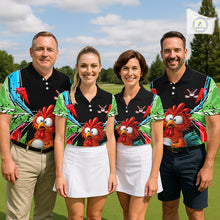Load image into Gallery viewer, Personalized Crazy Rooster Golf Polo Shirt – Green Abstract Geometric Golf Apparel for Men