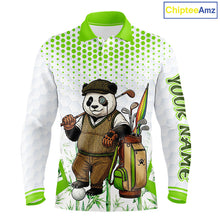 Load image into Gallery viewer, Personalized Vintage Panda Gentleman Golf Polo, Performance Golf Jersey For Men