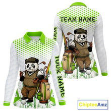 Load image into Gallery viewer, Personalized Vintage Panda Gentleman Golf Polo, Performance Golf Jersey For Womens