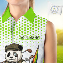 Load image into Gallery viewer, Personalized Vintage Panda Womens Sleeveless Golf Polo, Performance Golf Jersey For Womens NHT957