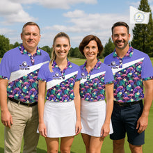 Load image into Gallery viewer, Purple Flamingo Tropical Pattern Womens Golf Polo Shirt Custom Golf Shirts For Golfer NHT584