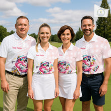 Load image into Gallery viewer, Funny Flamingo Golf Shirt With Pattern Pink Tropical – Personalized Name &amp; Team Custom Polo for Men NHT597