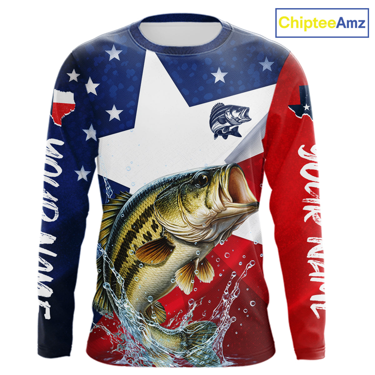 Design Texas Flag Bass Performance Fishing Shirts, Custom Texas Bass Fishing Jersey NHT609