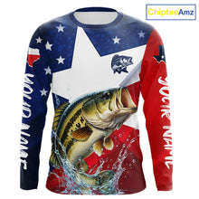 Load image into Gallery viewer, Design Texas Flag Bass Performance Fishing Shirts, Custom Texas Bass Fishing Jersey NHT609