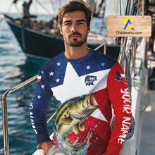 Load image into Gallery viewer, Design Texas Flag Bass Performance Fishing Shirts, Custom Texas Bass Fishing Jersey NHT609