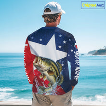 Load image into Gallery viewer, Design Texas Flag Bass Performance Fishing Shirts, Custom Texas Bass Fishing Jersey NHT609
