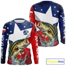 Load image into Gallery viewer, Design Texas Flag Bass Performance Fishing Shirts, Custom Texas Bass Fishing Jersey NHT609