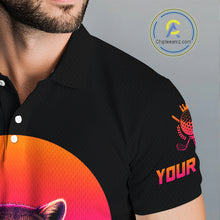 Load image into Gallery viewer, Personalized Funny Raccoon Mens Golf Polo Shirt – Vintage Neon Golf Design NHT995