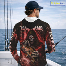 Load image into Gallery viewer, Hooded Custom Team Name Grim Reaper Bass Fishing With American Flag - Patriotic Bass Fishing Jersey|Red NHT629