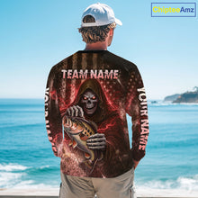 Load image into Gallery viewer, Custom Team Name Grim Reaper Bass Fishing With American Flag - Patriotic Bass Fishing Jersey|Red NHT629