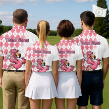 Load image into Gallery viewer, Funny Pink Flamingo Argyle Pink Pattern Golf Polo Shirt Custom Golf Shirts For Womens NHT650