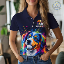 Load image into Gallery viewer, Personalized Australian Shepherd Womens Golf Polo Shirt - Custom Dog Lover Team Name Jersey NHT1011