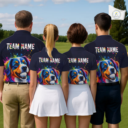 Personalized Australian Shepherd Mens Golf Polo Shirt - Custom Dog Lover Team Name Jersey NHT1011