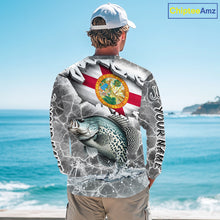 Load image into Gallery viewer, Florida Crappie Camo Gray Custom Long Sleeve Performance Fishing Shirts, Florida Flag Fishing Jerseys NHT658